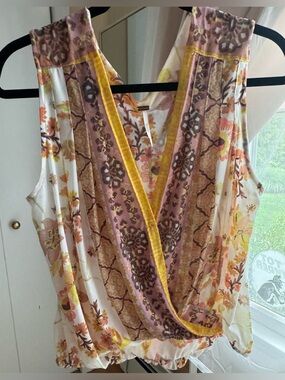 Free people Sleeveless Floral Wrap-Style Women’s Top in White, Pink & Yellow S